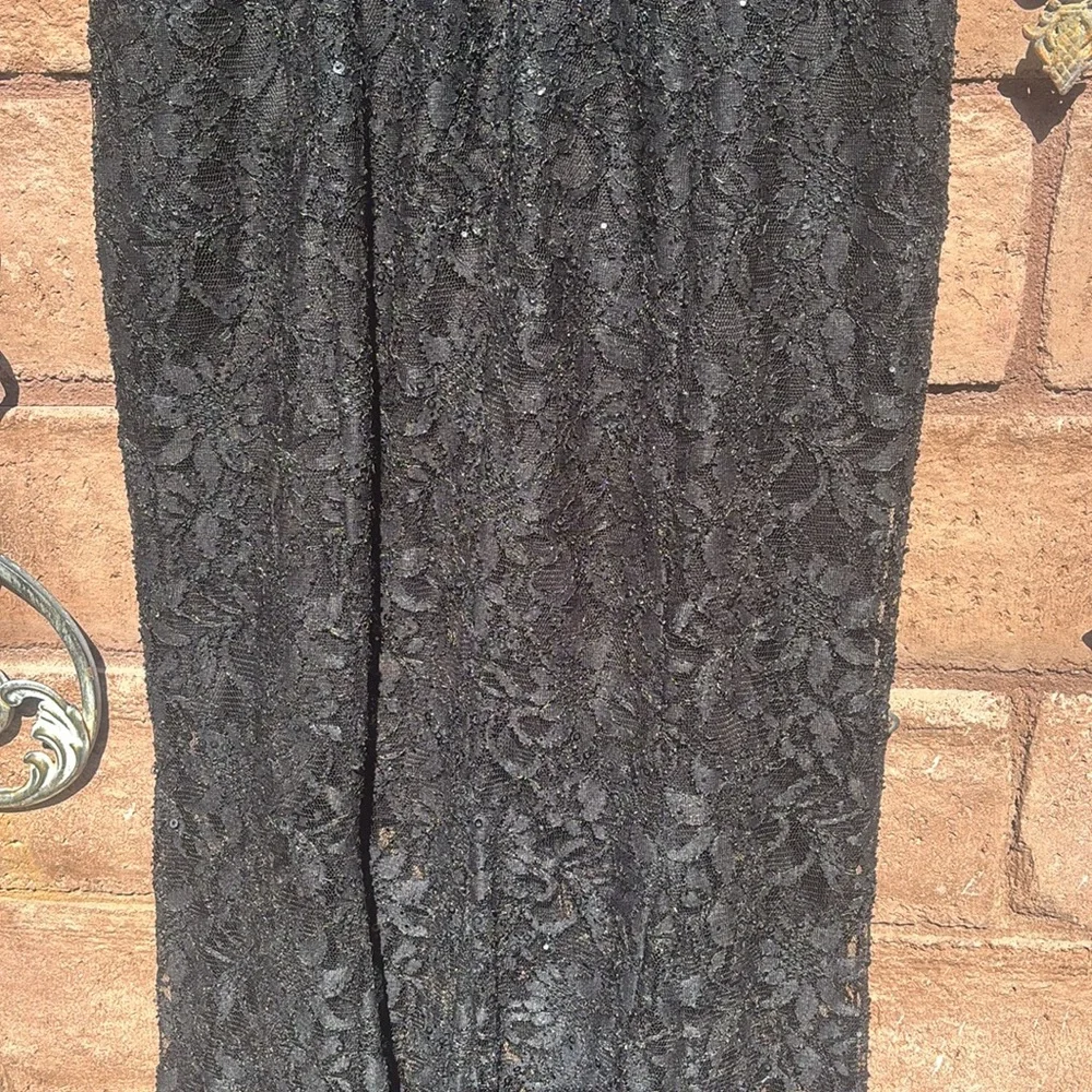 Alexa B Lace Mesh Maxi Dress Sequins V-neck Witchy Whimsigoth Goth Fairy Sz 14 - Picture 7 of 11